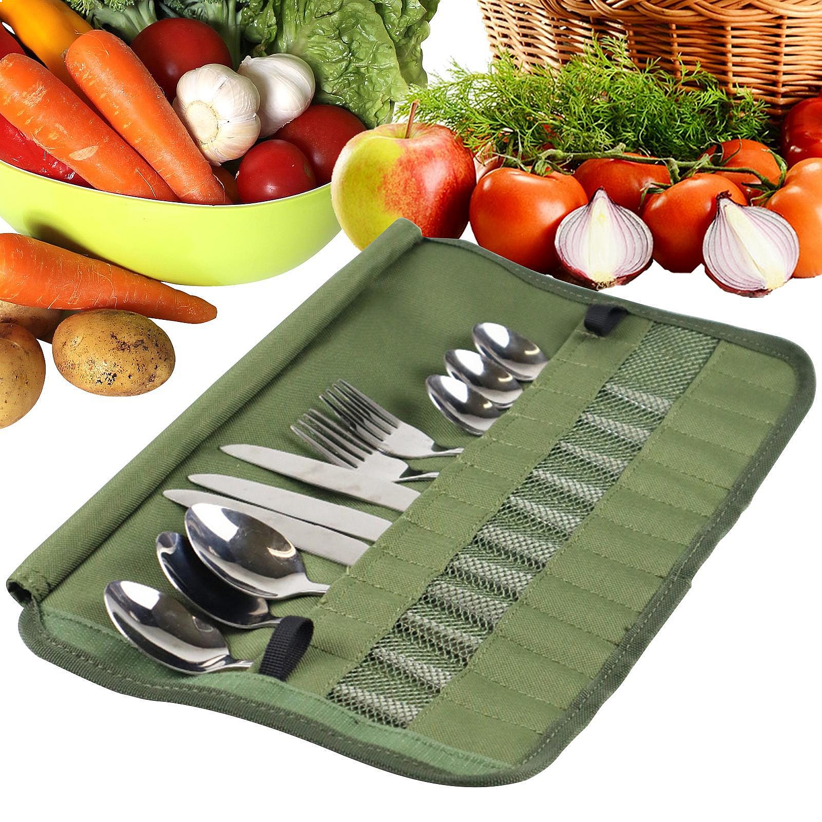 Camping Cooking Utensil Bag - Cuisine Storage Bag Travel Cutlery Organizer