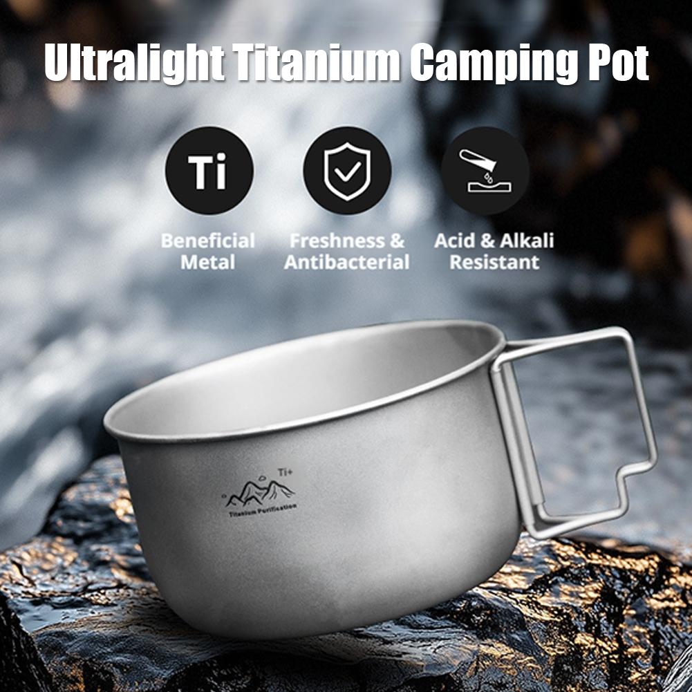 Camping Hanging Cooking Pot - Titanium Hanging Pot Lightweight Camping Cookware