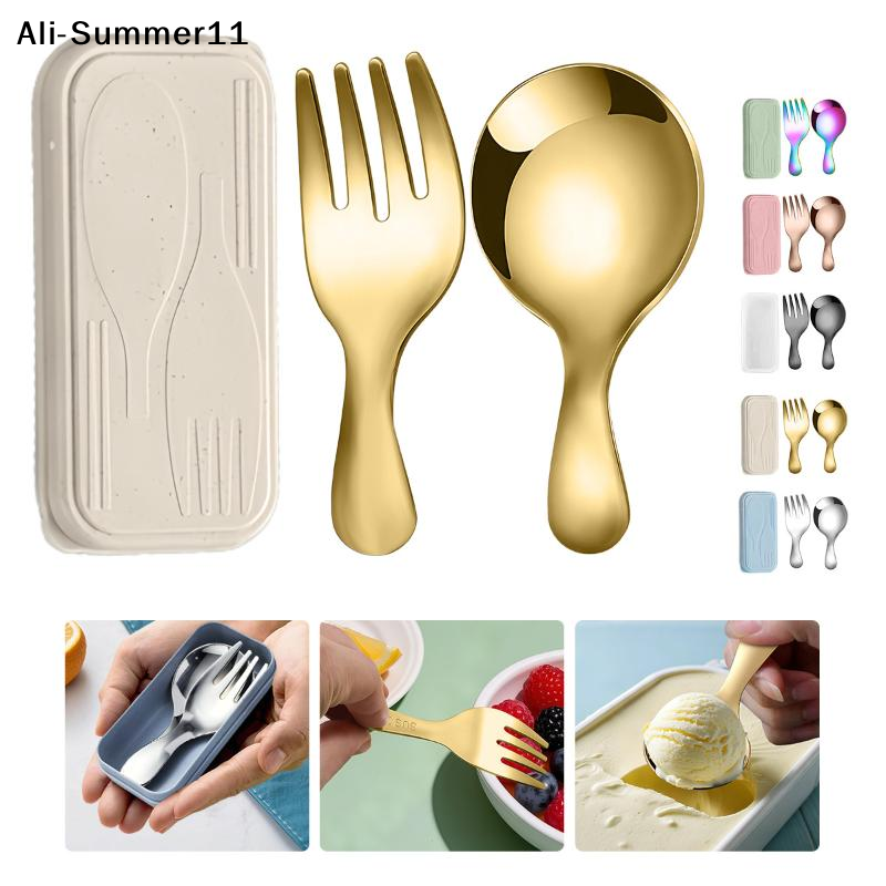 Camping Cooking Area - 【A6L】Steel Tableware Set Spoon Fork 2Pc