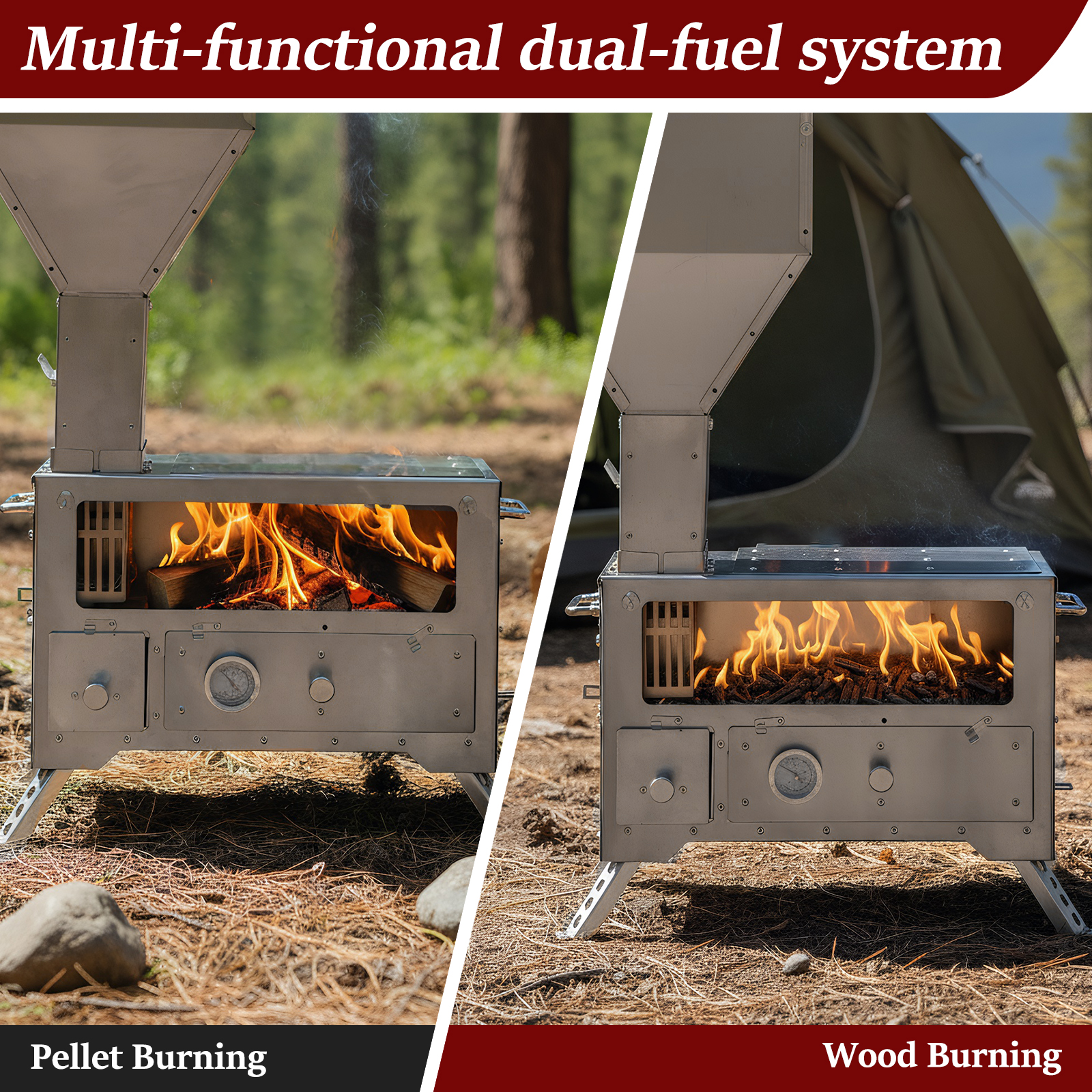 Wood Stove with Chimney Pipe P - Camping Cooking Area ulasan dan harga