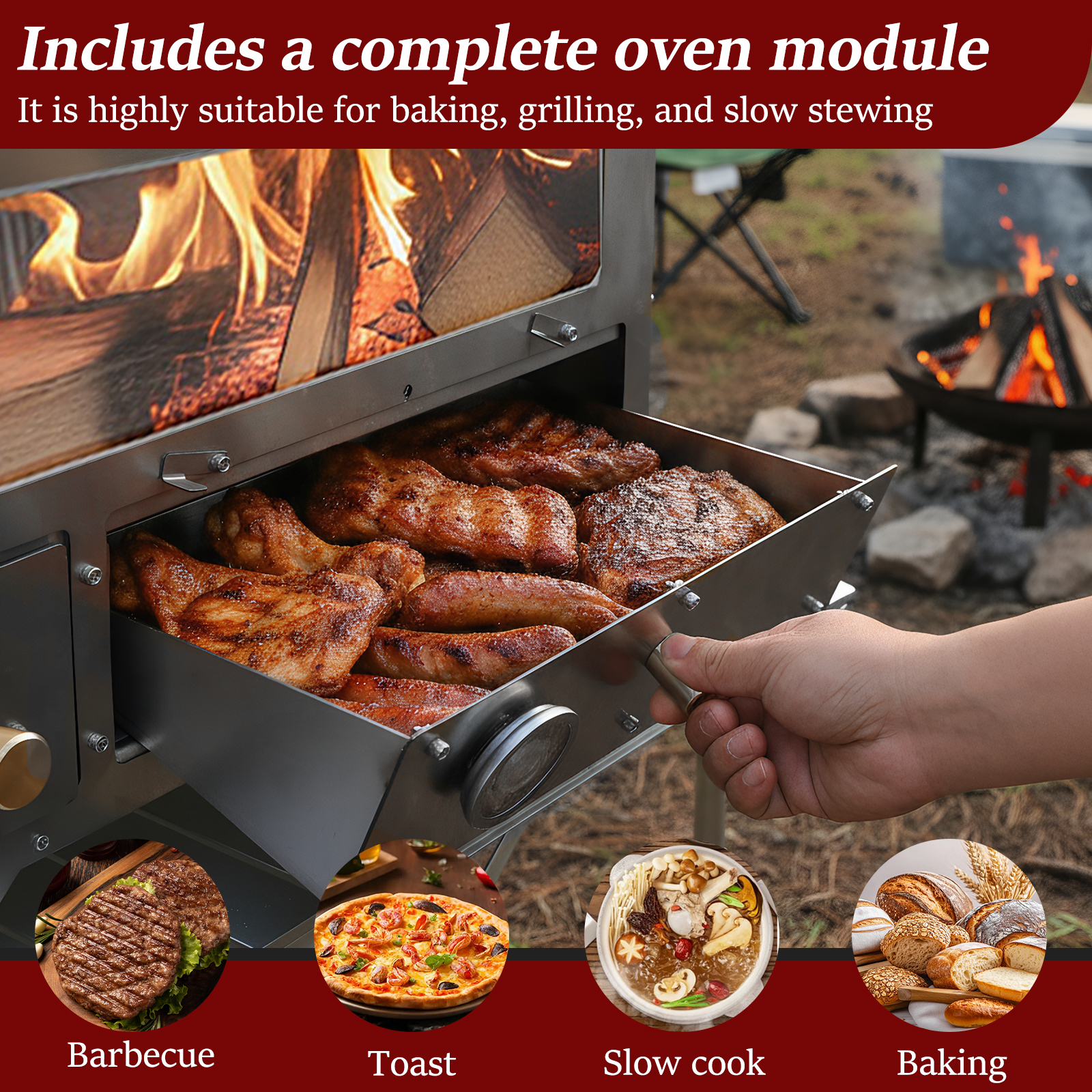 Wood Stove with Chimney Pipe P - Camping Cooking Area ulasan dan harga