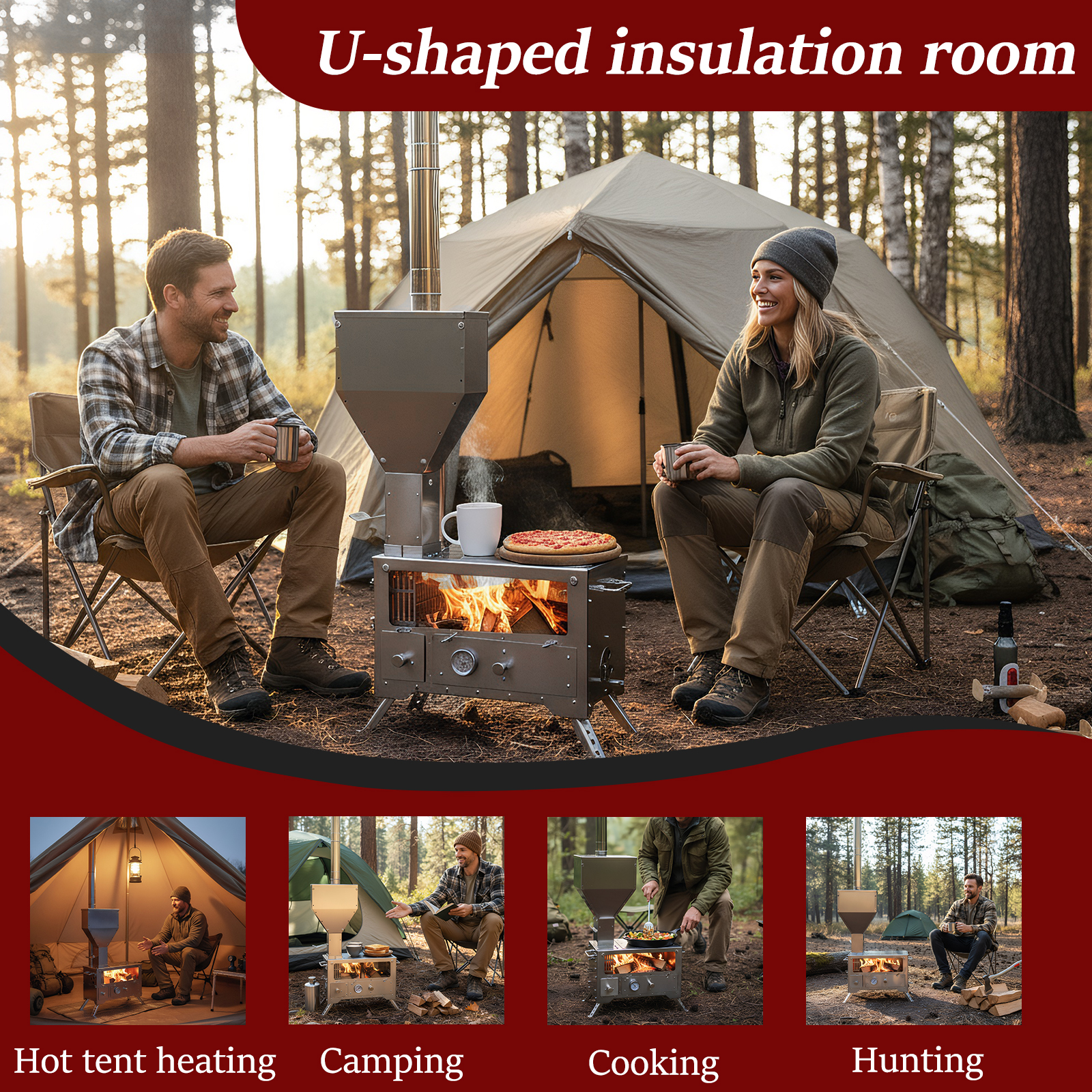 Wood Stove with Chimney Pipe P - Camping Cooking Area ulasan dan harga