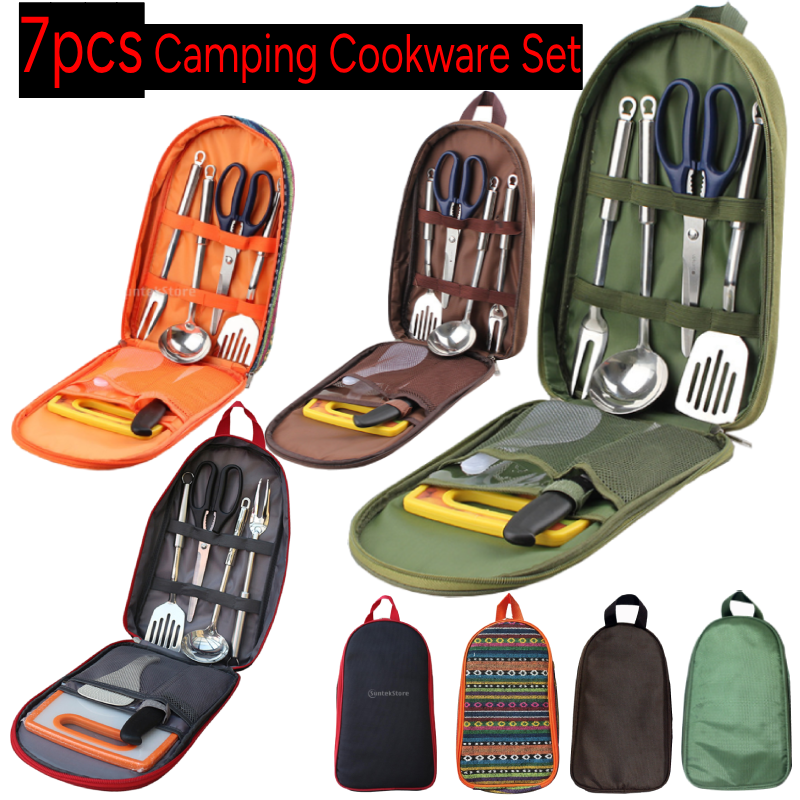 7pcs Camping Kitchen Utensil S - Camping Cooking Utensil Bag ulasan dan harga