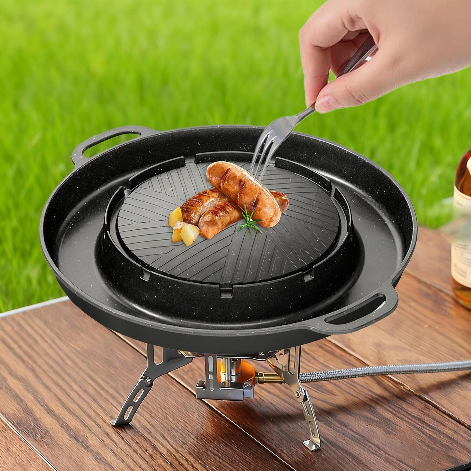 2-in-1 Grill & Hot Pan for Sto - Camping Cooking Cupboard ulasan dan harga