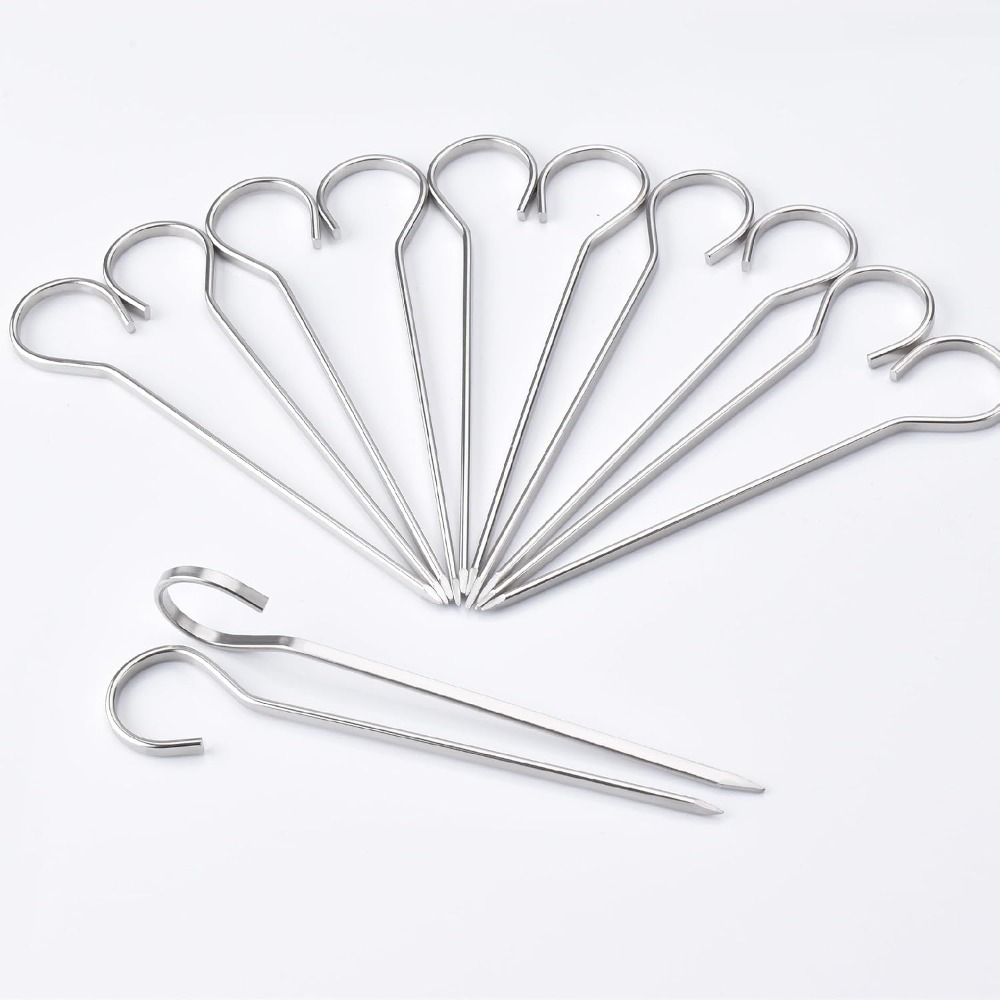 Flat Stainless Steel BBQ Skewe - Camping Cooking Vegetables ulasan dan harga