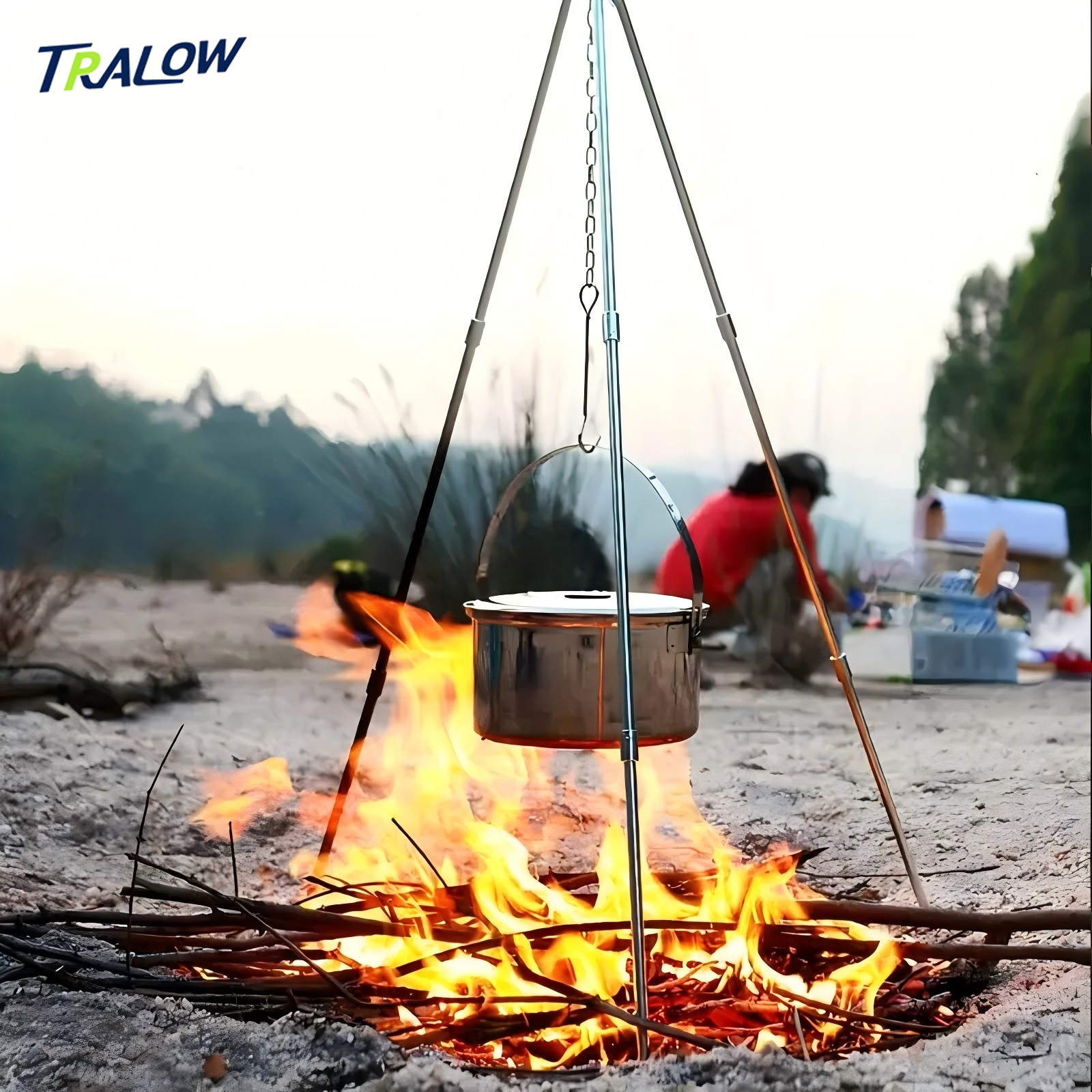 TRALOW Portable Foldable Campf - Camping Cooking Pot Tripod ulasan dan harga