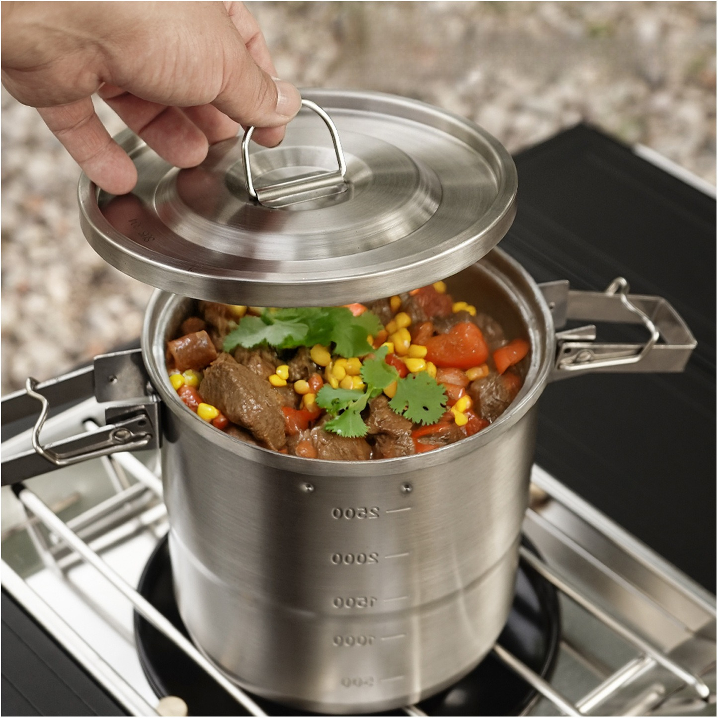 Outdoor 304 stainless steel po - Camping Hanging Cooking Pot ulasan dan harga