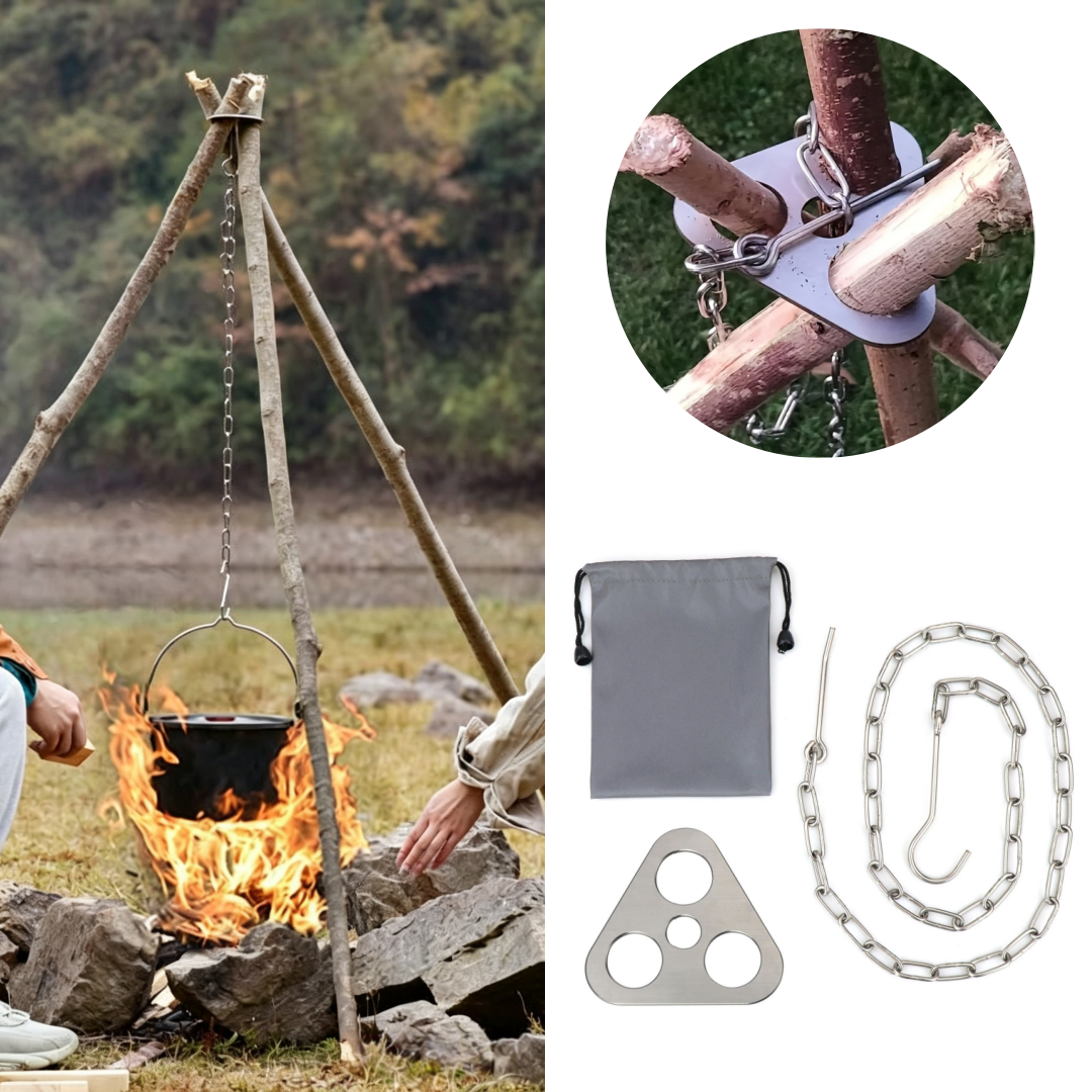 Adjustable Camping Tripod for  - Camping Cooking Pot Tripod ulasan dan harga