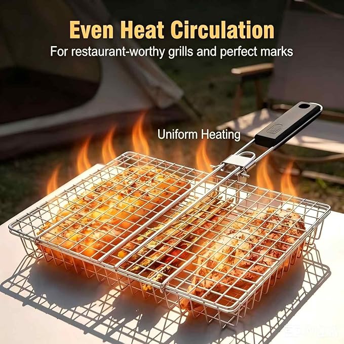 Grill Basket Large Portable Fo - Camping Cooking Vegetables ulasan dan harga