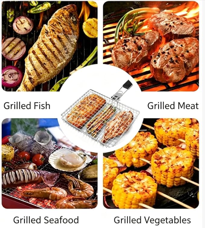 Grill Basket Large Portable Fo - Camping Cooking Vegetables ulasan dan harga