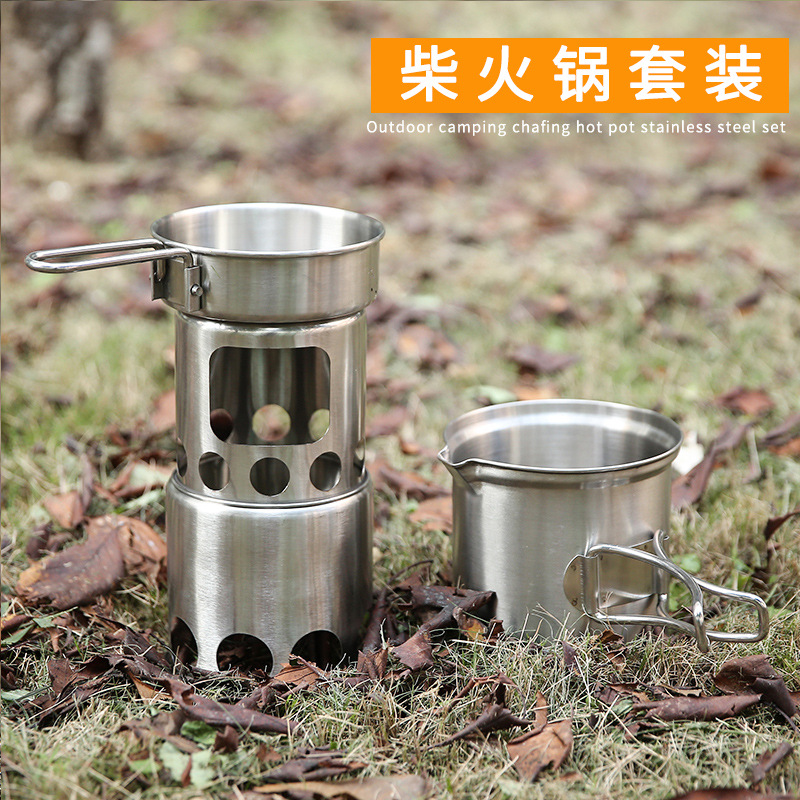 Camping Wood Stove Pot Set Pic - Camping Double Cooking Stove ulasan dan harga