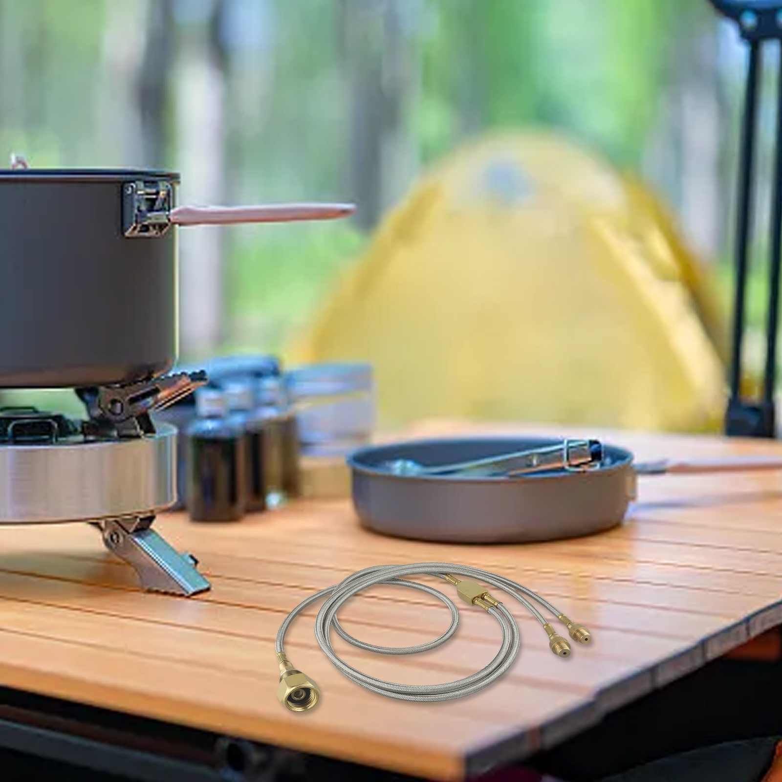 Double-Headed Brass Gas Line f - Camping Double Cooking Stove ulasan dan harga
