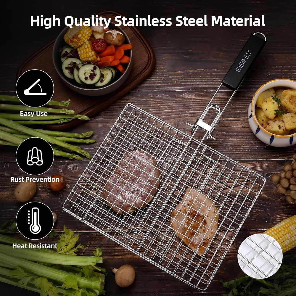 Portable Grill Basket, BBQ Gri - Camping Cooking Vegetables ulasan dan harga