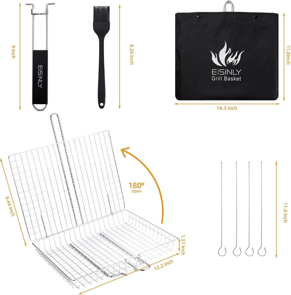 Portable Grill Basket, BBQ Gri - Camping Cooking Vegetables ulasan dan harga