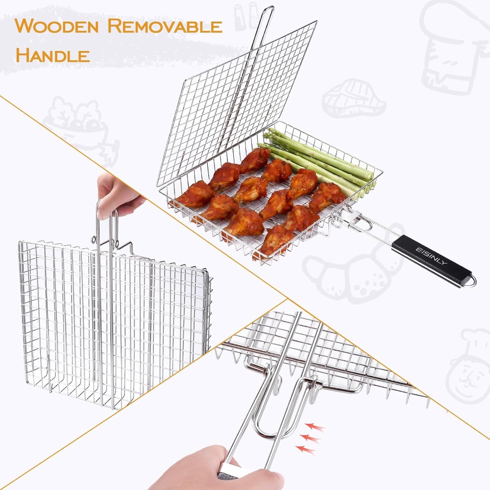 Portable Grill Basket, BBQ Gri - Camping Cooking Vegetables ulasan dan harga