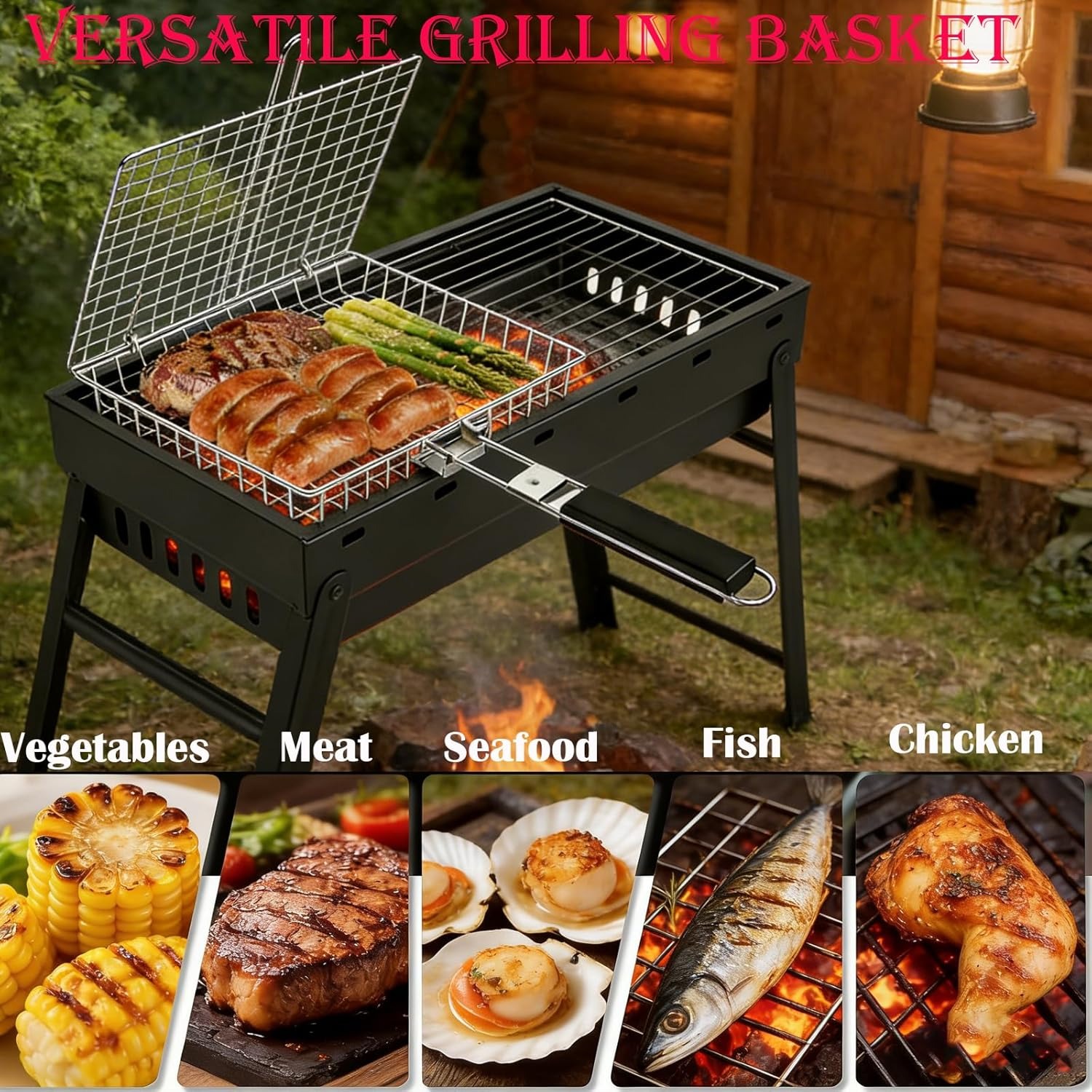 Grill Basket Set, Fish Barbecu - Camping Cooking Vegetables ulasan dan harga