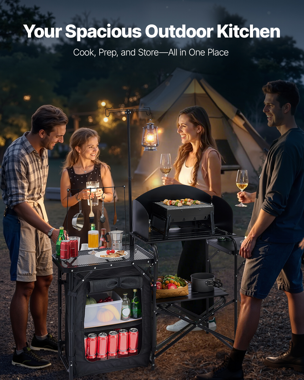 SucceBuy Camping Kitchen Table - Camping Cooking Cupboard ulasan dan harga