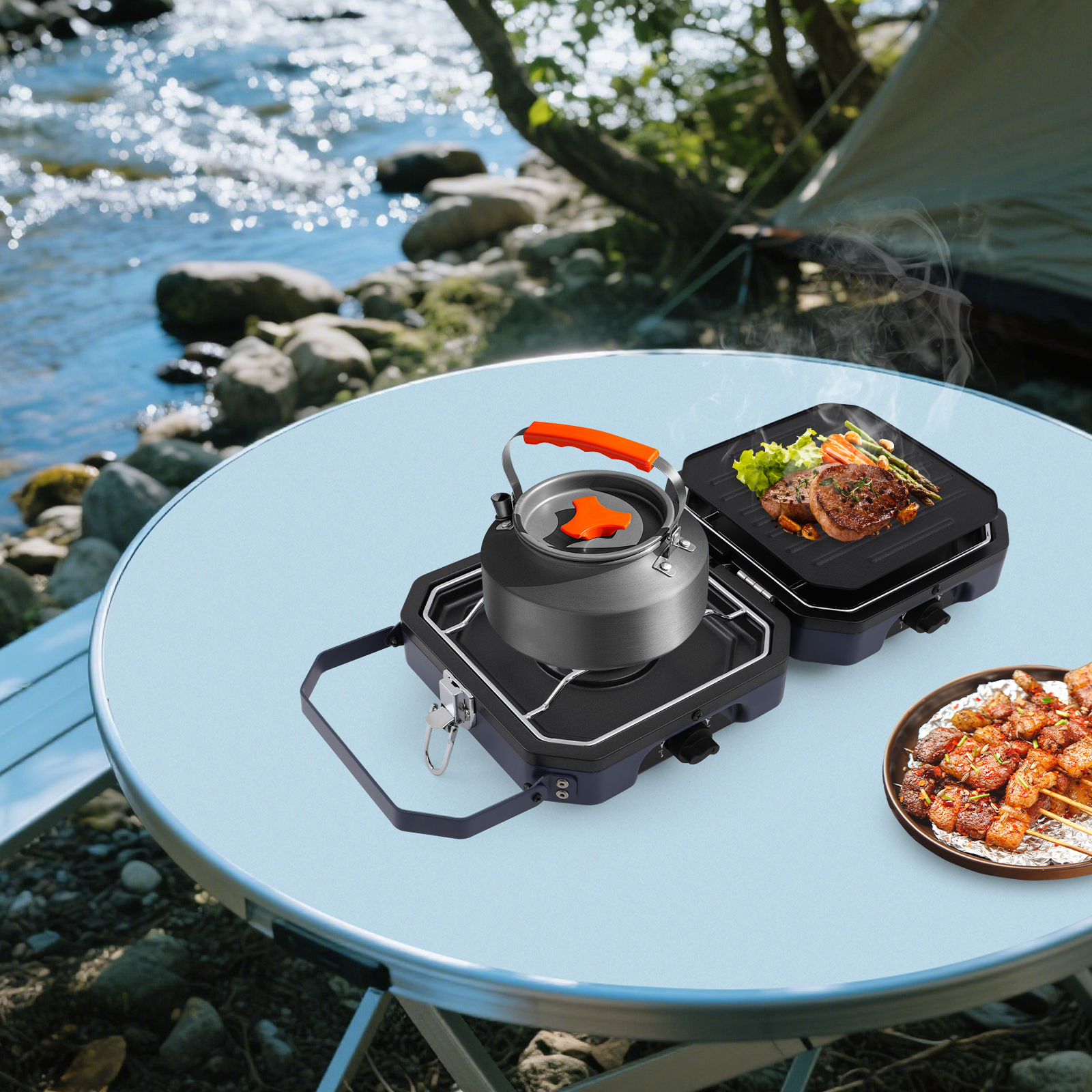 Camping Stove with Grill Pan,  - Camping Cooking Cupboard ulasan dan harga