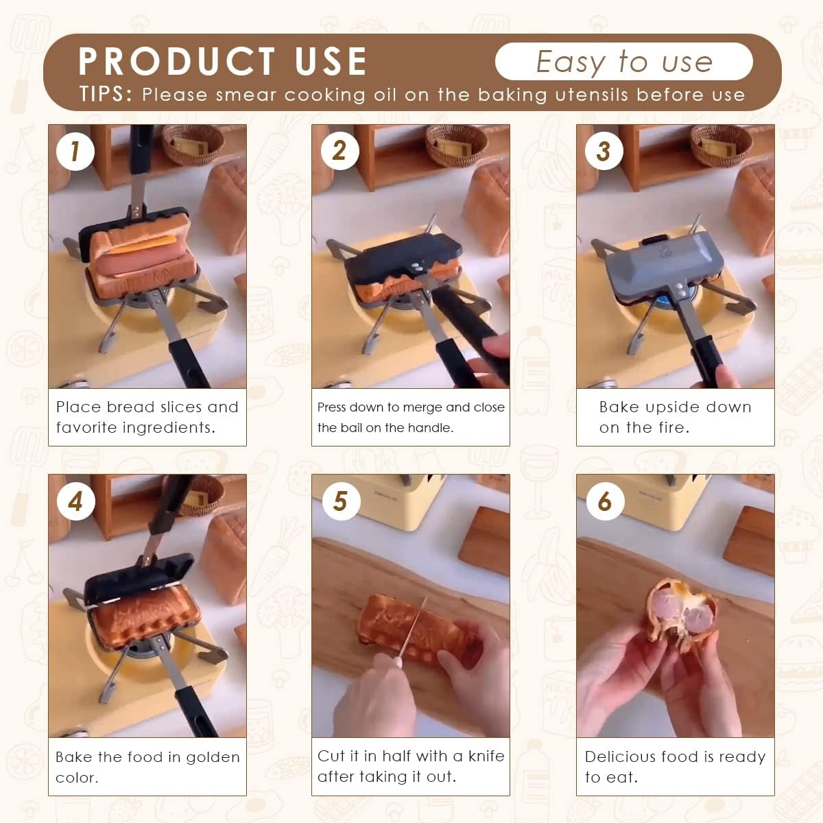 1pcs Sandwich Maker – Stove To - Camping Cooking Cupboard ulasan dan harga